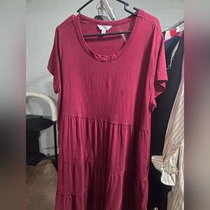 Time and Tru Burgundy Short Sleeve Top